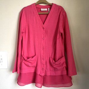 LOGO Littles by Lori Goldstein Long Sleeve V-Neck Cardigan Top, Rose, Size S 6/7